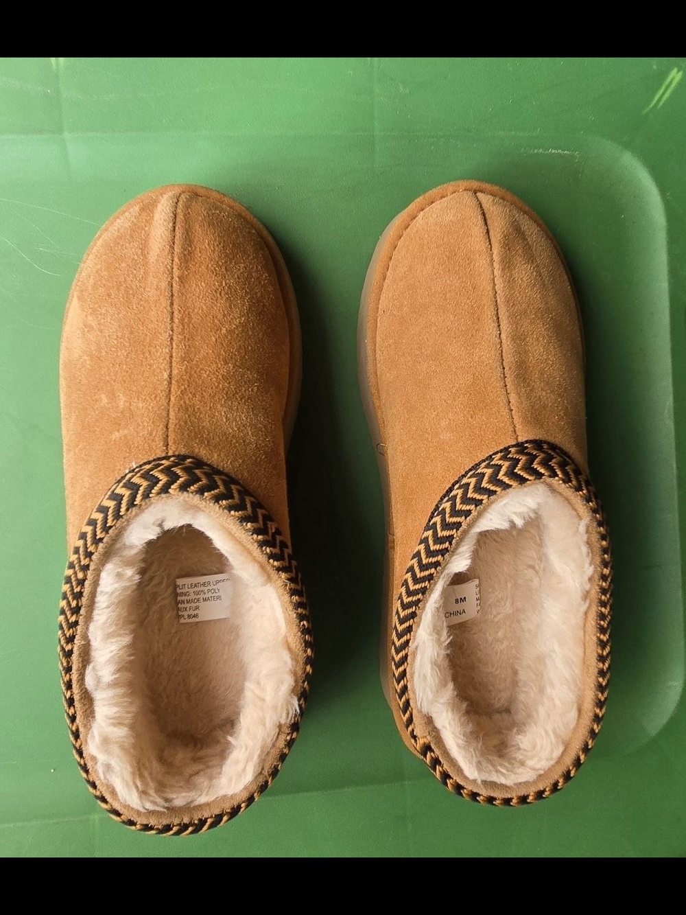 Morgan Taylor Women's Faux Suede Faux Fur Lined Slipper Boots Tan Size 8M